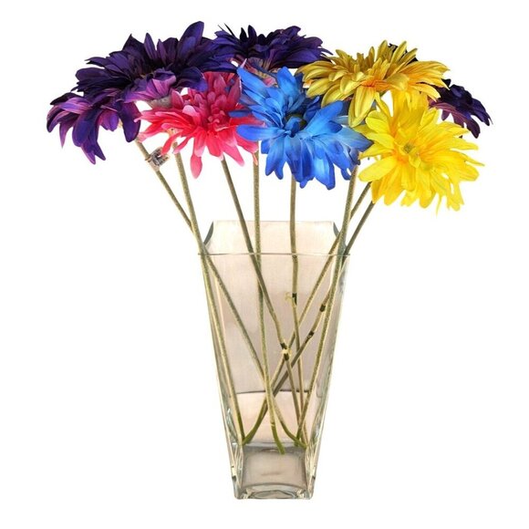Artificial Gerbera Daisy Flower Stems In Yellow, Purple, Pink, Blue Wreath Arran - Picture 1 of 10